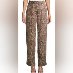 NWT Ronny Kobo Women's Micah Pants Leopard Medium Wide Leg Medium 29"W